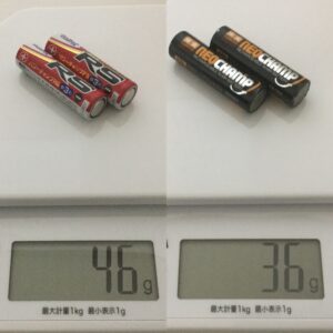 速さに関係する電池の重さは、約10ｇ変わってくる